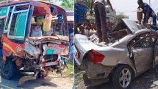 বগুড়ায় বাস-প্রাইভেটকার সংঘর্ষে নিহত ৩