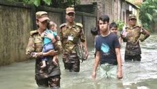 ফেনীতে স্মরণকালের ভয়াবহ বন্যা, উদ্ধারে সেনাবাহিনী-বিজিবি-কোস্টগার্ড