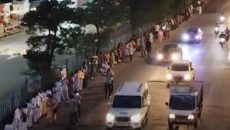 নারী চিকিৎসককে ধর্ষণ-খুনের ঘটনায় ১২ কিলোমিটার দীর্ঘ মানববন্ধন