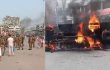 রাজধানীর কচুক্ষেতে সেনাবাহিনীর গাড়ি ও পুলিশের লেগুনায় আগুন