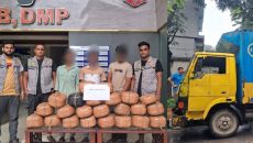 ৬৯ কেজি গাঁজা ও কাভার্ড ভ্যানসহ তিন মাদক কারবারি গ্রেফতার