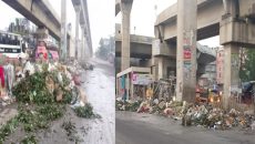 গাজীপুরের চান্দনা চৌরাস্তায় মহাসড়কে ময়লার স্তূপ, দুর্গন্ধে নাকাল পথচারী