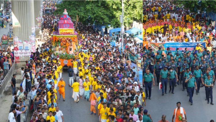 ডিএমপির কঠোর নিরাপত্তায় ঢাকায় রথযাত্রার বর্ণাঢ্য শোভাযাত্রা উদযাপিত