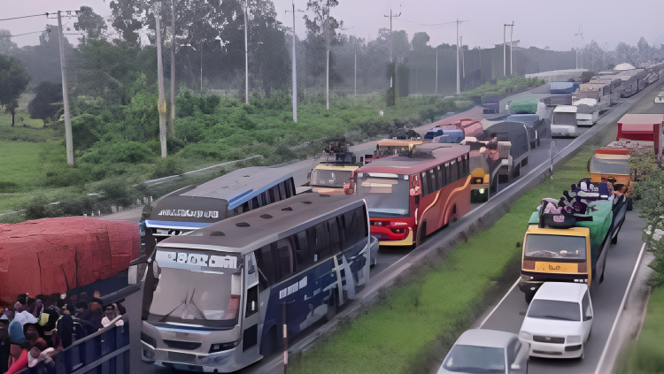 ঢাকা-টাঙ্গাইল মহাসড়কে ২৩ কিলোমিটার দীর্ঘ যানজট