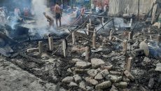 গলাচিপার চরকাজলে ভয়াবহ আগুনে একাধিক দোকান পুড়ে ছাই