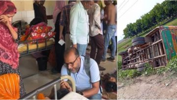 ব্রাহ্মণবাড়িয়ায় ট্রাক ওভারটেক করতে গিয়ে বাস খাদে, নারীসহ আহত ৩০