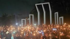 জুলাই শহীদদের স্মরণে শহীদ মিনারে ছাত্রদলের মোমবাতি প্রজ্বলন