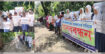 বাবুগঞ্জে সড়ক পাকা করার দাবিতে স্কুল শিক্ষার্থী ও গ্রামবাসীর মানববন্ধন