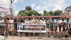 গাজীপুরে সাংবাদিক হত্যার প্রতিবাদে ফেনীতে মানববন্ধন
