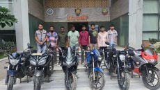 ছয়টি চোরাই মোটরসাইকেলসহ রাজধানীতে ছয় চোর গ্রেফতার