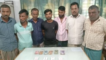 নাসিরনগরে জুয়ার আসর থেকে ৭ জুয়াড়ী আটক