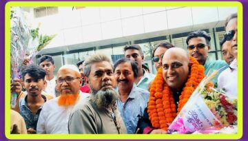 বিমান বন্দরে নেতাকর্মীদের ভালোবাসায় সিক্ত লন্ডন প্রবাসী বিএনপি নেতা