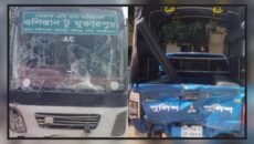 বাসের ধাক্কায় প্রাণে বেঁচেছেন নারায়ণগঞ্জের এসপি, আহত ৩ পুলিশ