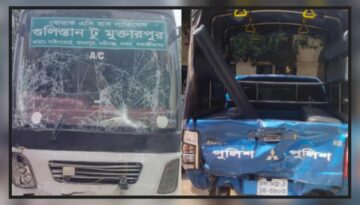 বাসের ধাক্কায় প্রাণে বেঁচেছেন নারায়ণগঞ্জের এসপি, আহত ৩ পুলিশ