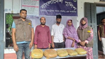 নওগাঁয় ডিবির অভিযানে ৭ কেজি গাঁজাসহ স্বেচ্ছাসেবক দলের নেতাসহ আটক ৩