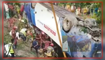 টাঙ্গুয়ার হাওর ভ্রমণ হয়ে গেল দুঃস্বপ্ন: শান্তিগঞ্জে বাস খাদে পড়ে মা-মেয়ে নিহত