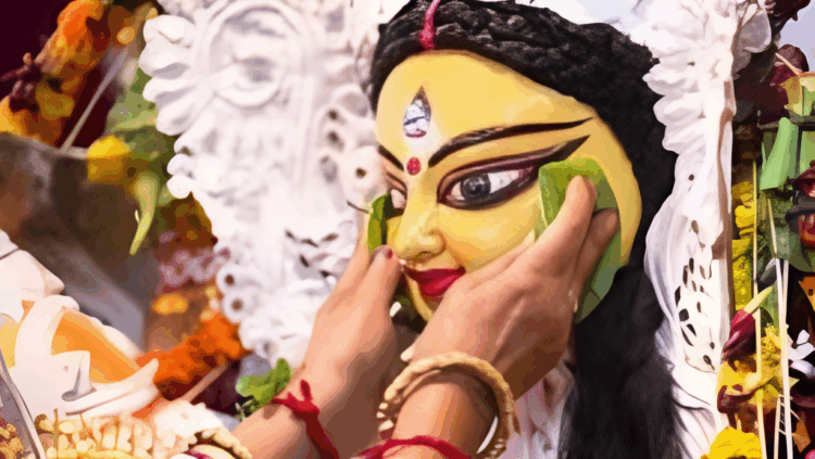মহানবমীতে দেবী আরাধনা, বাজছে বিদায়ের ঘণ্টা