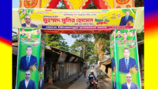 ধানের শীষে সেজেছে বাউফল : তোরণের সাজে জমে উঠেছে নির্বাচনী আমেজ