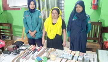বরিশালে নগদ ২০ লাখ টাকা, বিপুল মাদক ও অস্ত্রসহ নারী গ্রেপ্তার