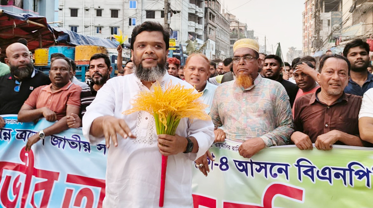 ঢাকা ৪ আসনে বিএনপি প্রার্থী তানভীর আহমেদ রবিনের গণসংযোগে জনতার উচ্ছ্বাস