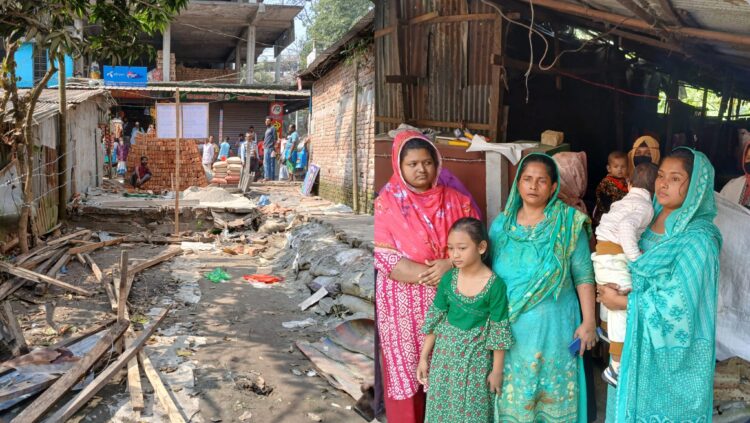 বাকেরগঞ্জে বিধবা নারীর বসতি উচ্ছেদের অভিযোগে উত্তেজনা