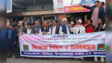 সাঁথিয়ায় একক আসন বহাল রাখার দাবিতে মানববন্ধন ও বিক্ষোভ সমাবেশ