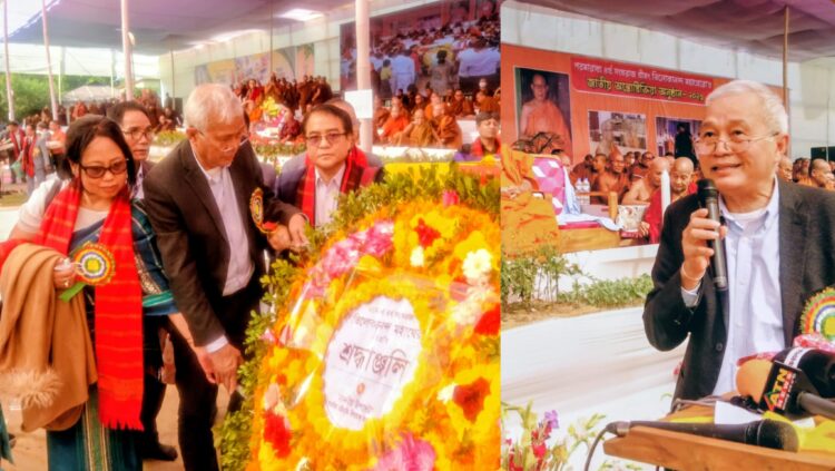 বাঘাইছড়িতে সংঘরাজ তিলোকানন্দ মহাথের’র জাতীয় অন্ত্যেষ্টিক্রিয়ায় উপদেষ্টা সুপ্রদীপ চাকমা’র শ্রদ্ধা