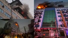 গুলিস্তানে খদ্দর বাজার শপিং কমপ্লেক্সের ছাদে গোডাউনে আগুন