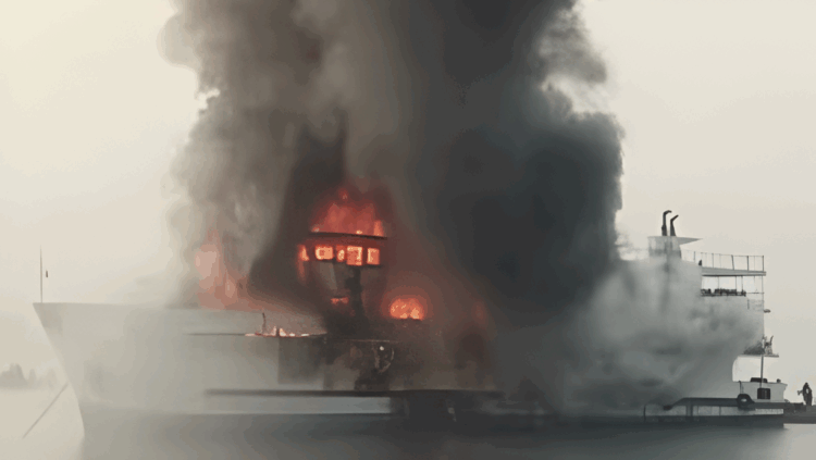 সেন্ট মার্টিনগামী জাহাজে আগুন, বড় দুর্ঘটনা থেকে রক্ষা