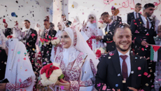 ধ্বংসস্তূপের মাঝে গাজায় গণবিয়ের আনন্দ