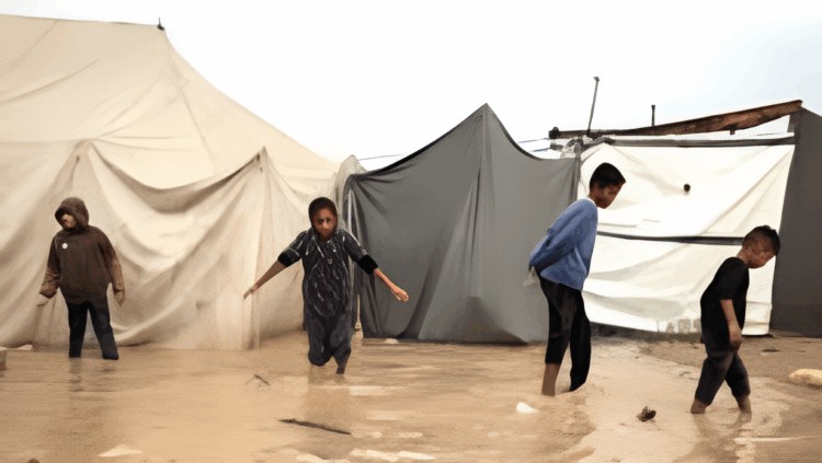 গাজায় টানা বৃষ্টিতে বন্যা: নিঃস্ব মানুষের তাঁবু ডুবে বিপর্যয়