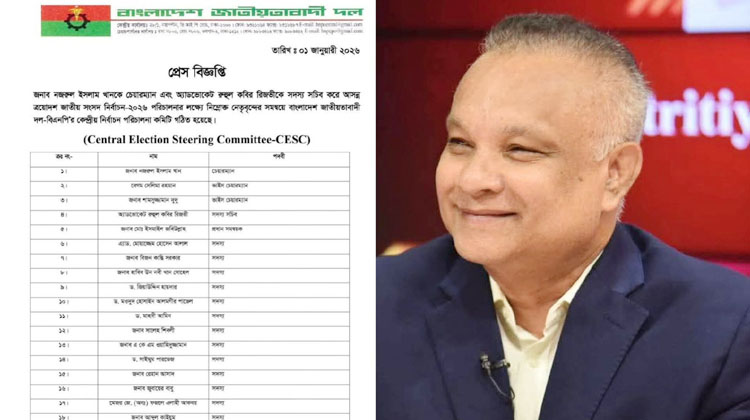 ত্রয়োদশ জাতীয় সংসদ নির্বাচনে বিএনপির নির্বাচন পরিচালনা কমিটির সদস্য মনোনীত হলেন ড. জিয়াউদ্দিন হায়দার