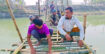 বাঁশের সাঁকোয় ঝুঁকি নিয়ে পারাপার করছে গোবিন্দগঞ্জবাসী